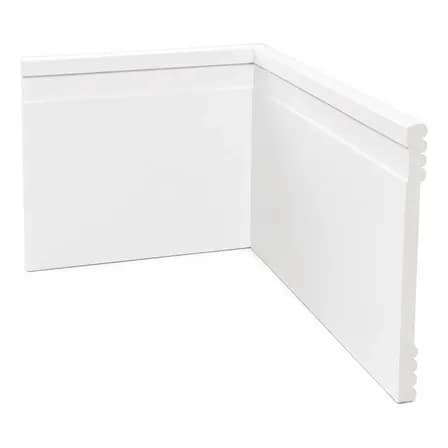 Foto de Kit 40 Metros Rodapé De Poliestireno 10 Cm Altura Branco Frisado