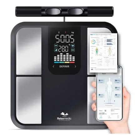 Foto de Balança De Bioimpedância 8 Sensores Relaxmedic Digital Preto
