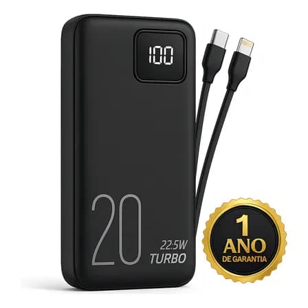 Foto de Carregador Portátil Power Bank Turbo 20000mah 22.5w universal para iphone samsung motorola xiaomi Com Display Digital DTimp