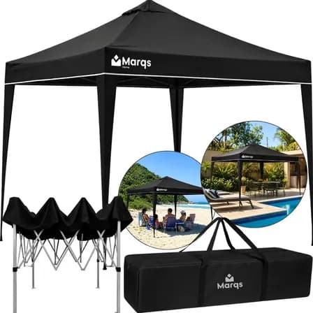 Foto de Tenda Gazebo Articulada Marqs Home 3x3m Preta Com Proteção UV e Impermeável