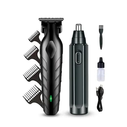 Foto de Máquina De Corte Acabamento Profissional Com Aparador De Nariz Cabelo Pelo Barbear Maquininha Detalhes Sem Fio Preto Catálogo