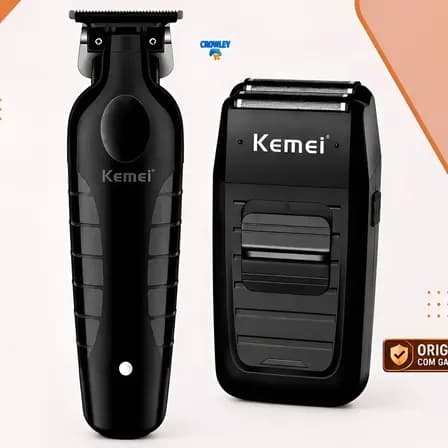 Foto de Kit Kemei Máquina Acabamento Km-2299 E Barbeador Shaver 1102 Preto 5v