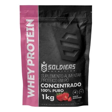 Foto de Whey Protein Concentrado 1Kg Sabor Morango Soldiers Nutrition