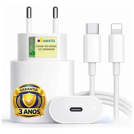 Foto de Carregador Compativel Com iPhone 8 X Xr 11 12 13 14 Pro Max Turbo Fonte Tipo C Boyu Cell