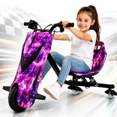 Foto de Triciclo Eletrico Infantil Drift 350w Luzes Rgb +brinde Roxo/ Rosa Estrelado