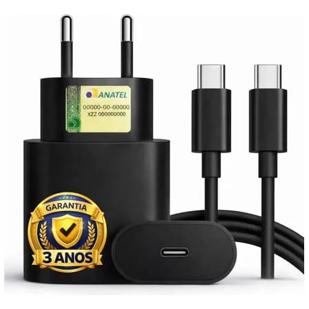 Foto de Carregador Turbo de Parede Boyu Cell com Cabo USB-C para Samsung e Motorola