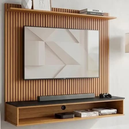 Foto de Painel Tv 50 Polegadas Siena Ripado Moderno Suspenso Preto/ripado