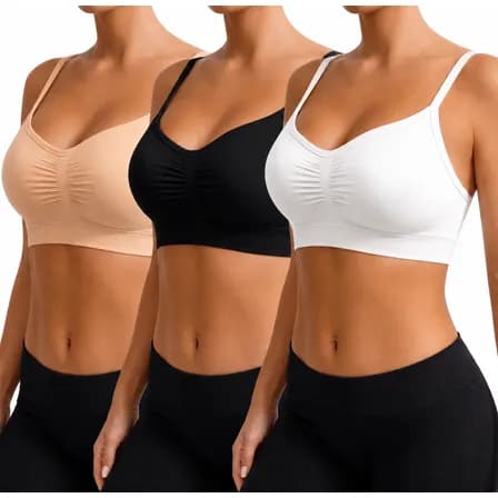 Foto de Kit 3 Top Sutiã Sem Costura Com Alça Ajustável Sensual Macio Sortidas Liso M 40-42