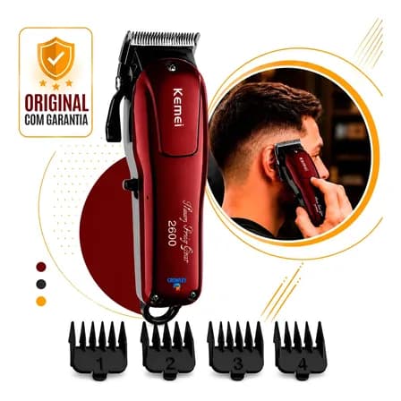 Foto de Maquina De Cortar Cabelo  Profissional Kemei  Km-2600 Bivolt Bordô 127/220v