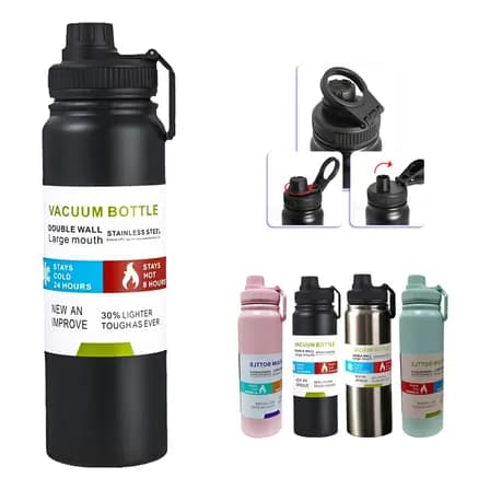 Foto de 800mlgarrafa Térmica Água Squeeze Inox Academiaquente E Frio Preto