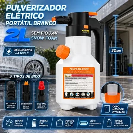 Foto de Pulverizador Elétrico de Espuma 2L VERUNTO para Lavagem Automotiva e Jardim