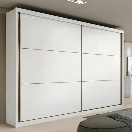 Foto de Guarda-roupa Casal MDF 2 Portas Corrediças Branco 6 Gavetas Móveis Lopas