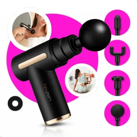 Foto de Massageador Pistola Elétrica Profissional Muscular Portátil Aparelho Fisioterapia Corporal 6 Velocidades 4 Cabeças De Massagem Alívio Dores Relaxamento Liberação Recuperação Muscul