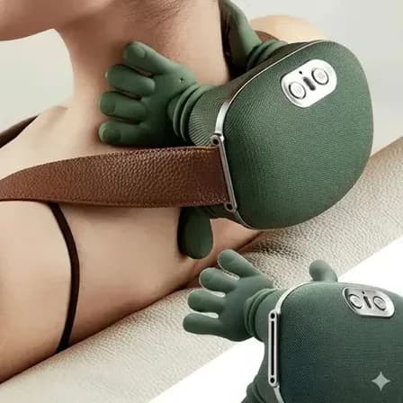 Foto de Massageador Pescoço Ombro Recarregável Maozinha Deep 3d 127/220v Verde-escuro