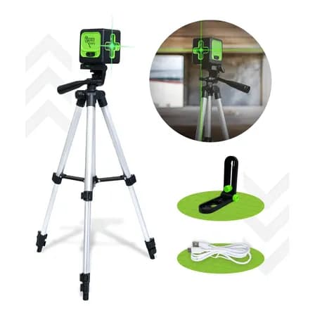 Foto de Nível a Laser Verde 2 Linhas Com Tripé Para Profissional Autonivelante