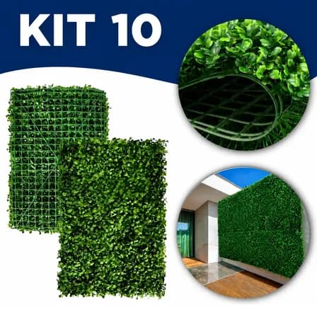 Foto de Kit C/10 Jardim Vertical Artificial Placa Buchinho 60x40cm Branco