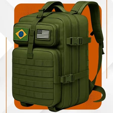 Foto de Mochila Tática Impermeável Militar Reforçada Grande 50 Litros Masculina Feminina Anne Verde