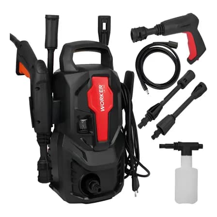 Foto de Lavadora De Alta Pressão Potente 1305lbs Kit Shampoo Worker Preto 60 Hz