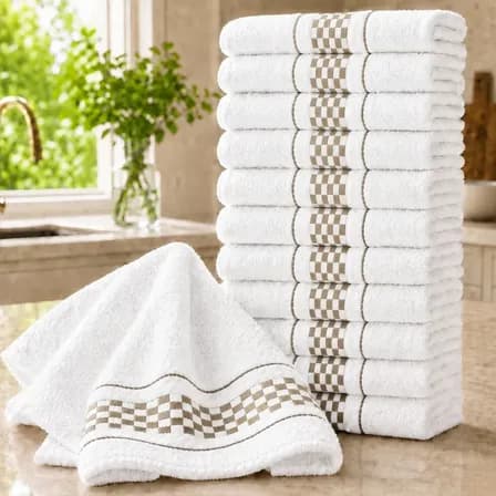 Foto de Kit 5 Panos De Prato Luxo Atoalhados Alta Absorção Premium Bege