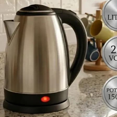 Foto de Chaleira Elétrica Inox 2 Litros 1500w Jarra Desligamento Automático Aquecimento Rápido Bule Pítia