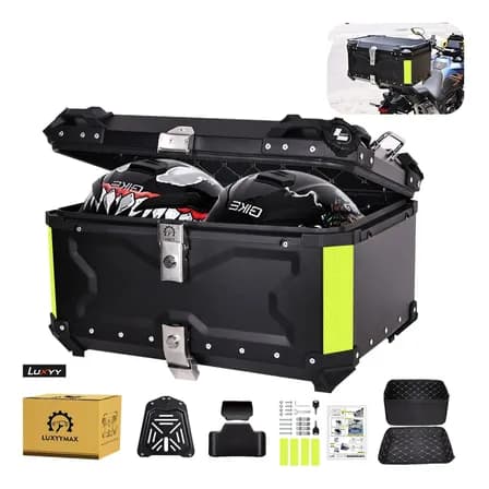 Foto de Caja Para Moto Top Case Maletero De Aluminio Para Moto 65l Negro