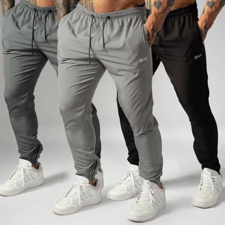 Foto de Kit 3 Calças Jogger Masculinas De Tactel Com Elastano Ziper