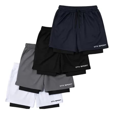Foto de Kit 4 Bermudas 2 Em 1 Masculina Academia Corrida Treino Ctx