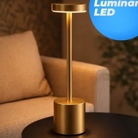 Foto de Luminária Mesa Abajur Led Dimerizável Sem Fio Recarregável Sensacional Touch Ajustavel Toque Decorativo