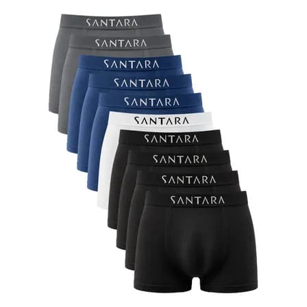 Foto de Kit Com 10 Cuecas Boxer Microfibra Sem Costura Santara Sortidas Liso G