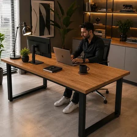 Foto de Mesa Escritório Industrial 190x80 Home Office Escrivaninha Nature