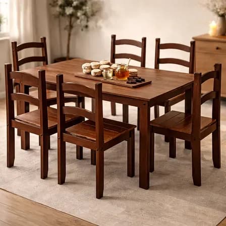 Foto de Conjunto Mesa Jantar E 6 Cadeiras Madeira Rústico De Montar