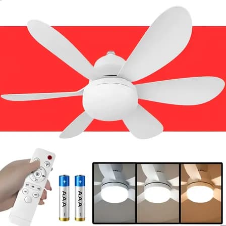 Foto de Luminária Ventilador De Teto 40w Potente Com Controle Remoto Branco 40w Plástico 5