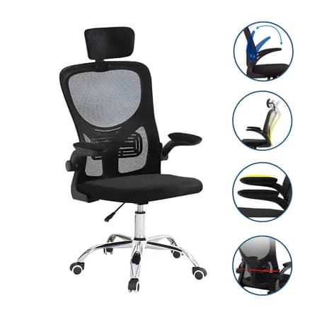 Foto de Cadeira De Escritório Até 150kg Executiva Presidente Office Preto - Luxo Premium Assento E Encosto Em Tela Mesh,