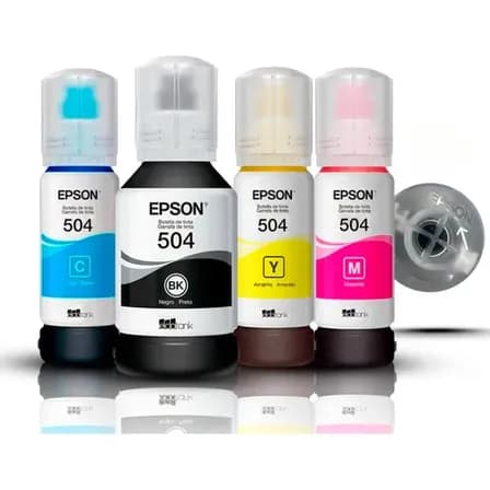 Foto de Kit Tinta Epson T504 L6270 L4150 L4260 L6191 L6171 L6191 Preto - Ciano - Amarelo - Magenta