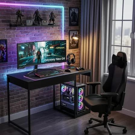 Foto de Escrivaninha Gamer Mesa Para Computador Com Suporte Para Cpu Preto