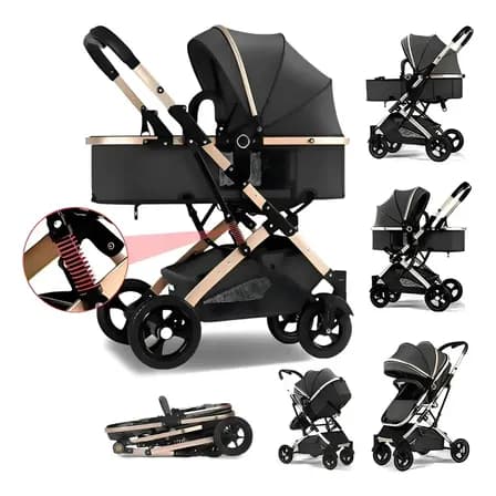 Foto de 3 Em 1 Carrinho Bebé ,dobrável,versátil E Prático! Reversíve Preto