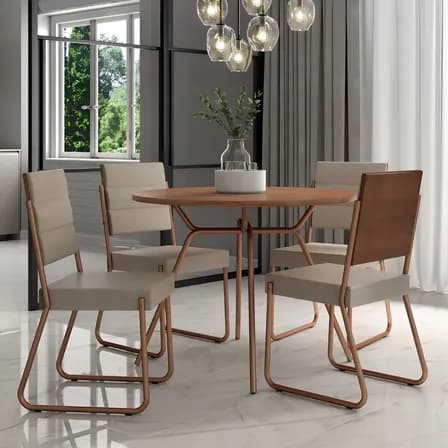 Foto de Conjunto Sala de Jantar 4 Cadeiras San Francisco Carraro Freijó com Rosê