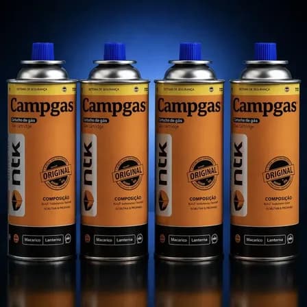 Foto de Kit 4 Latas Refil Ntk 227g Camping Maçarico Fogareiro Laranja