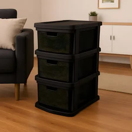 Foto de Gaveteiro Juta Jaguar para Organização com 3 Gavetas Preto