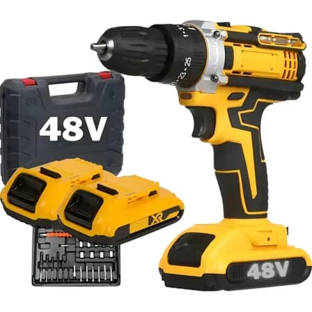 Foto de Parafusadeira Furadeira 48v Profissional +2 Baterias +maleta Amarelo 127/220v