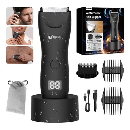 Foto de Enssu Aparador De Pelos Corporais Masculino Com Base Cor Preto