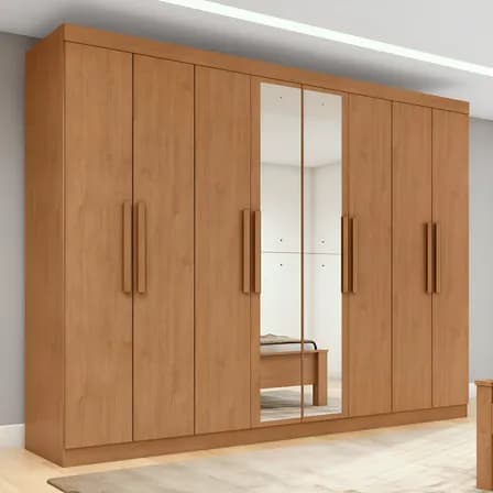Foto de Guarda-Roupa Casal Móveis Lopas Easy Slim 8 Portas Espelho Marrom Moderno