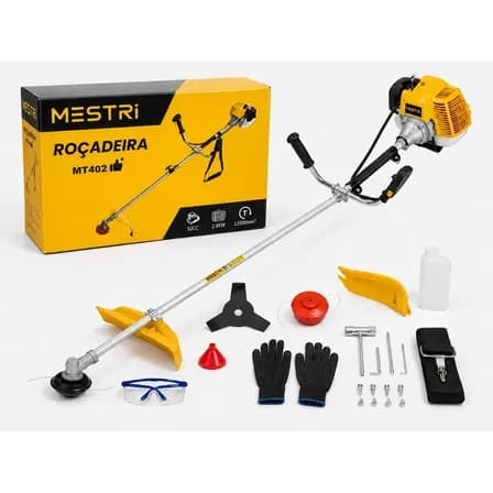 Foto de Roçadeira A Gasolina 52cc Lateral 4 Em 1 Capacidade De 1200ml 1450w Com Acessórios Mestri M-402
