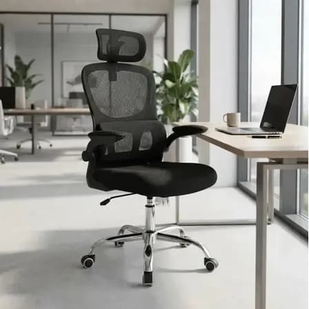 Foto de Cadeira Escritório Ergonômica Atlanta Preta Suporte Lombar Preto Espuma