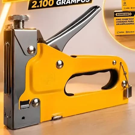 Foto de Grampeador Profissional Tapeçaria Madeira + 2100 Grampos