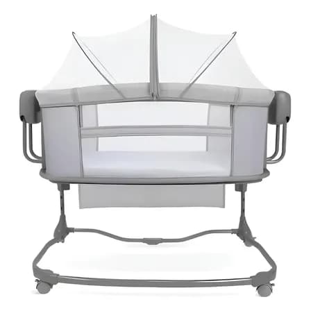 Foto de Mastela techno berço bebê automático 8602 bluetooth até 18kg cinza escuro