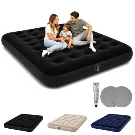 Foto de aweshine Colchão Inflável Casal Colchão de Ar para Camping e Acampamento 300kg com Kit de Reparo Preto