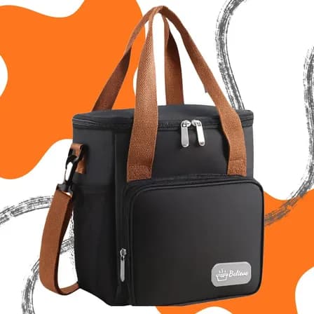 Foto de Bolsa Térmica Lancheira Marmita 12L Média Cerveja Comida Bebidas Academia Trabalho Escola Passeio Alça Ajustável e Removível Conserva Quente E Frio Cor Preta Tche Amo