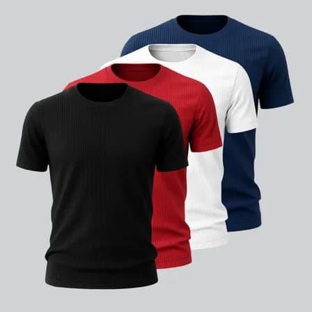 Foto de Kit 4 Camisetas Canelada Americana Masculina Ribana Premium