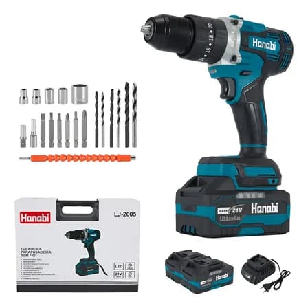 Foto de Parafusadeira Furadeira Impacto 13mm 21v Brushless 2 Bateria Azul-petróleo 127/220v